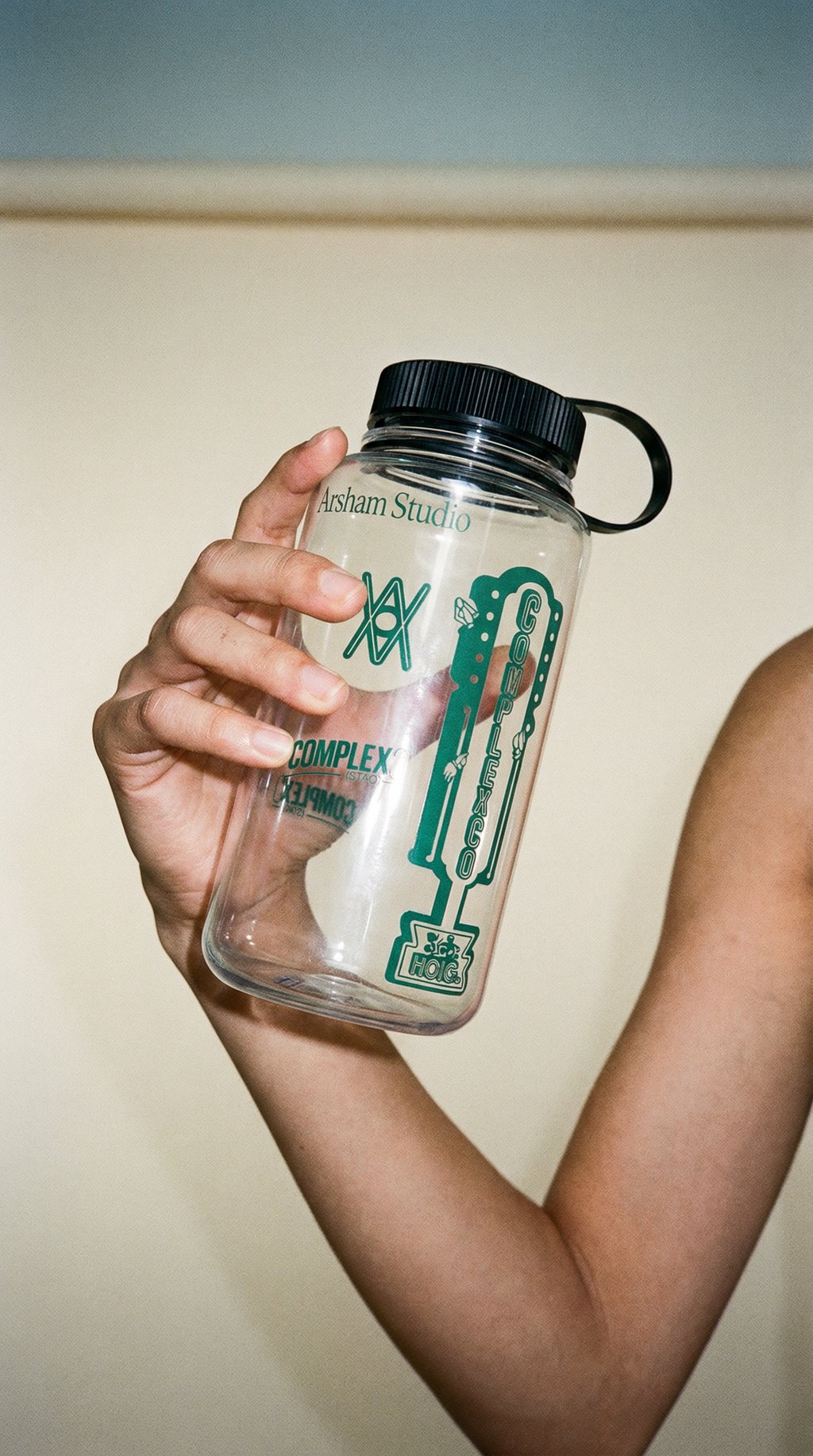 AI product shot of Arsham Studio x ComplexCon Water Bottle