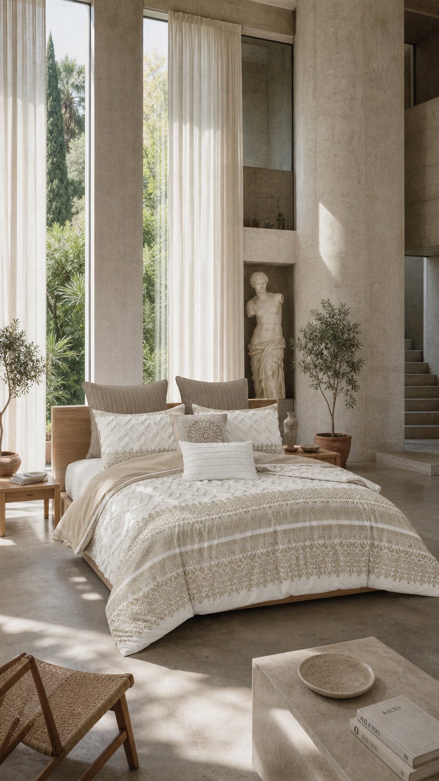 AI product shot of Mila 3-Piece Cotton Duvet Cover Set with Chenille Tufting