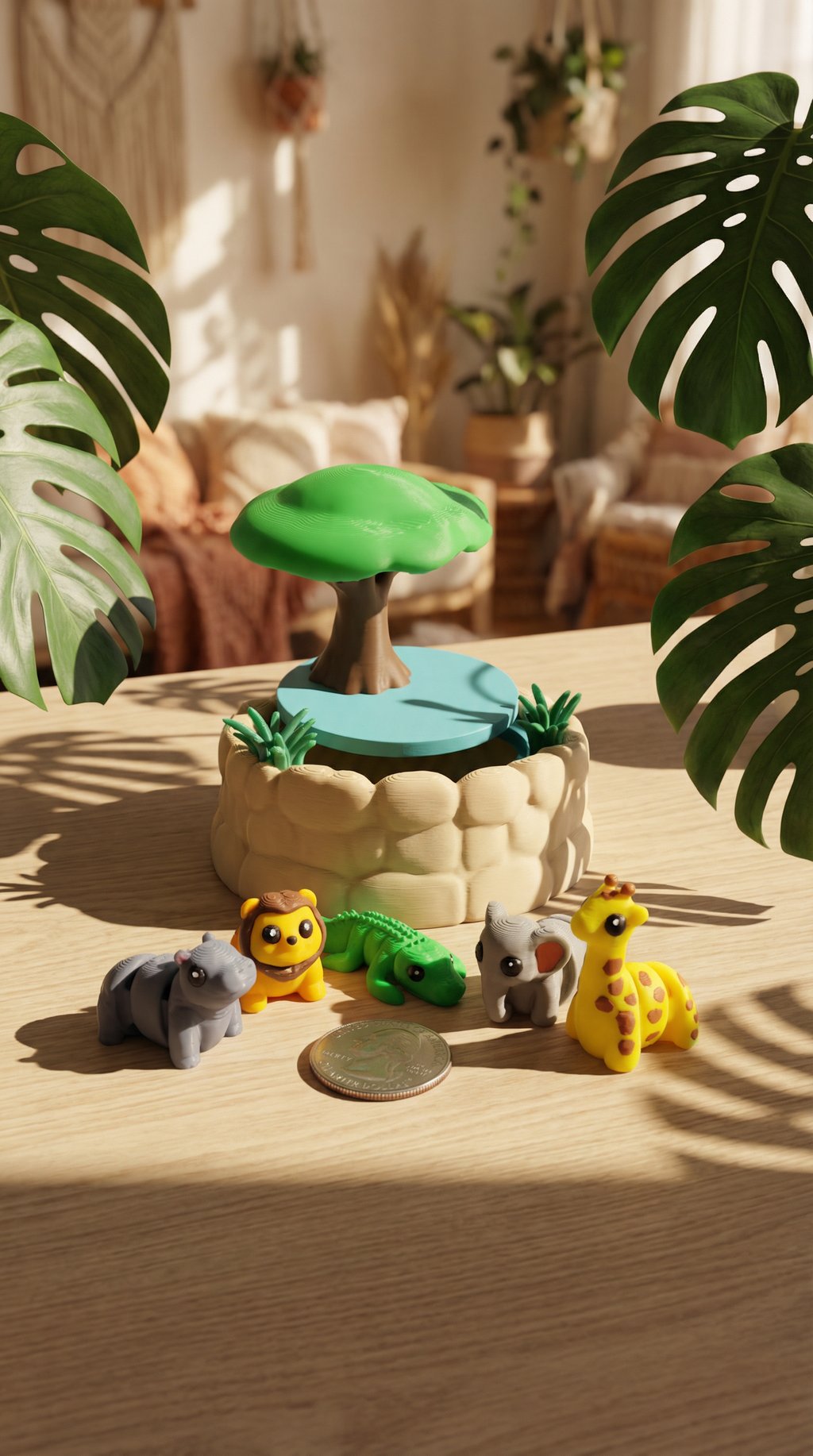 AI product shot of Safari Watering Hole CritterPod™ Playset | Screen-Free Imaginative Play
