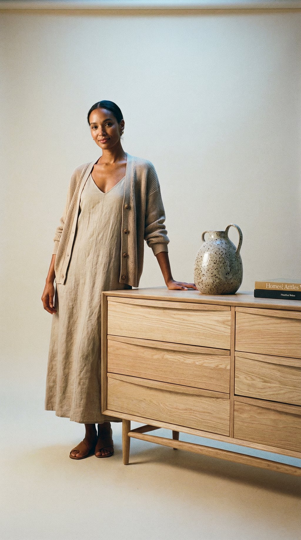 AI product shot of Lenia 6-Drawer Double Dresser - White Oak