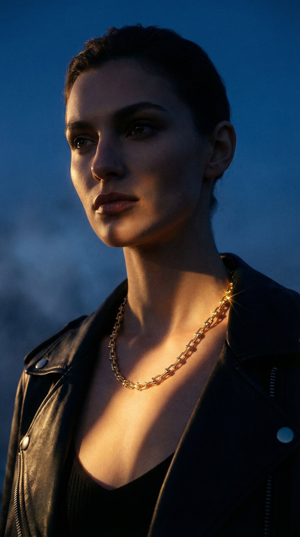 AI product shot of Tiffany HardWear Micro Link Necklace in Yellow Gold