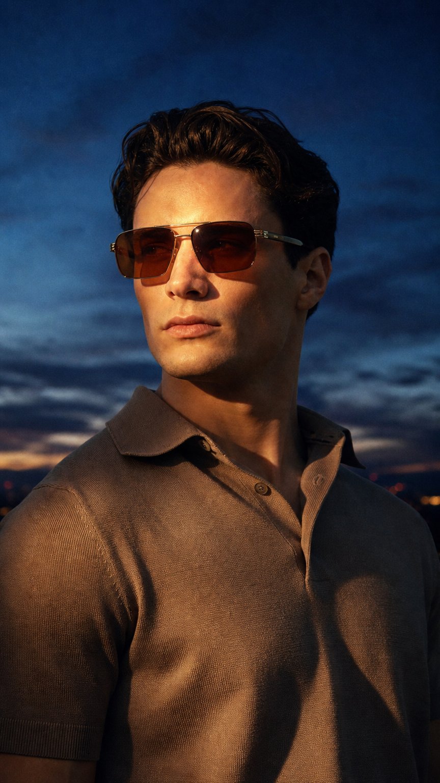 AI product shot of Archive Glasses - Dusk Gold