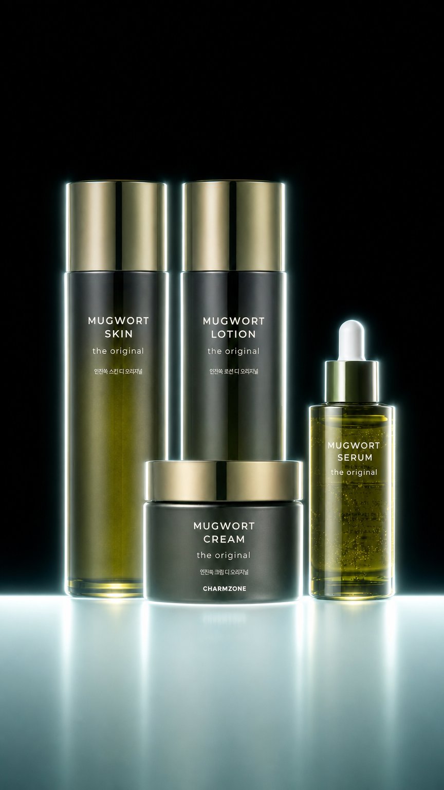 AI product shot of Mugwort Calming & Repair Skincare Set