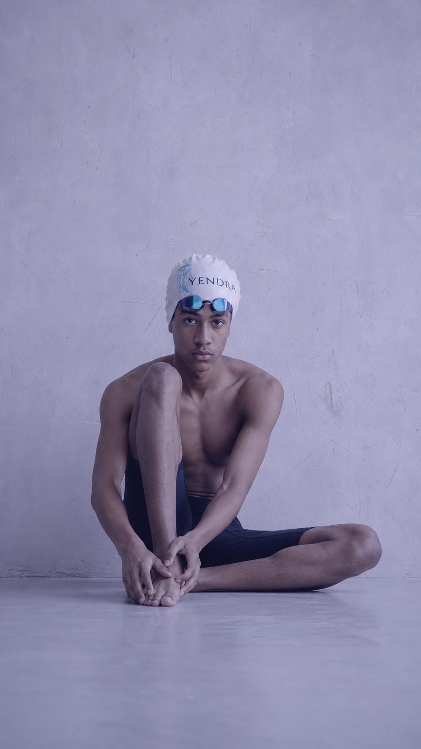 AI product shot of JELLYWAVE SWIMMING CAP