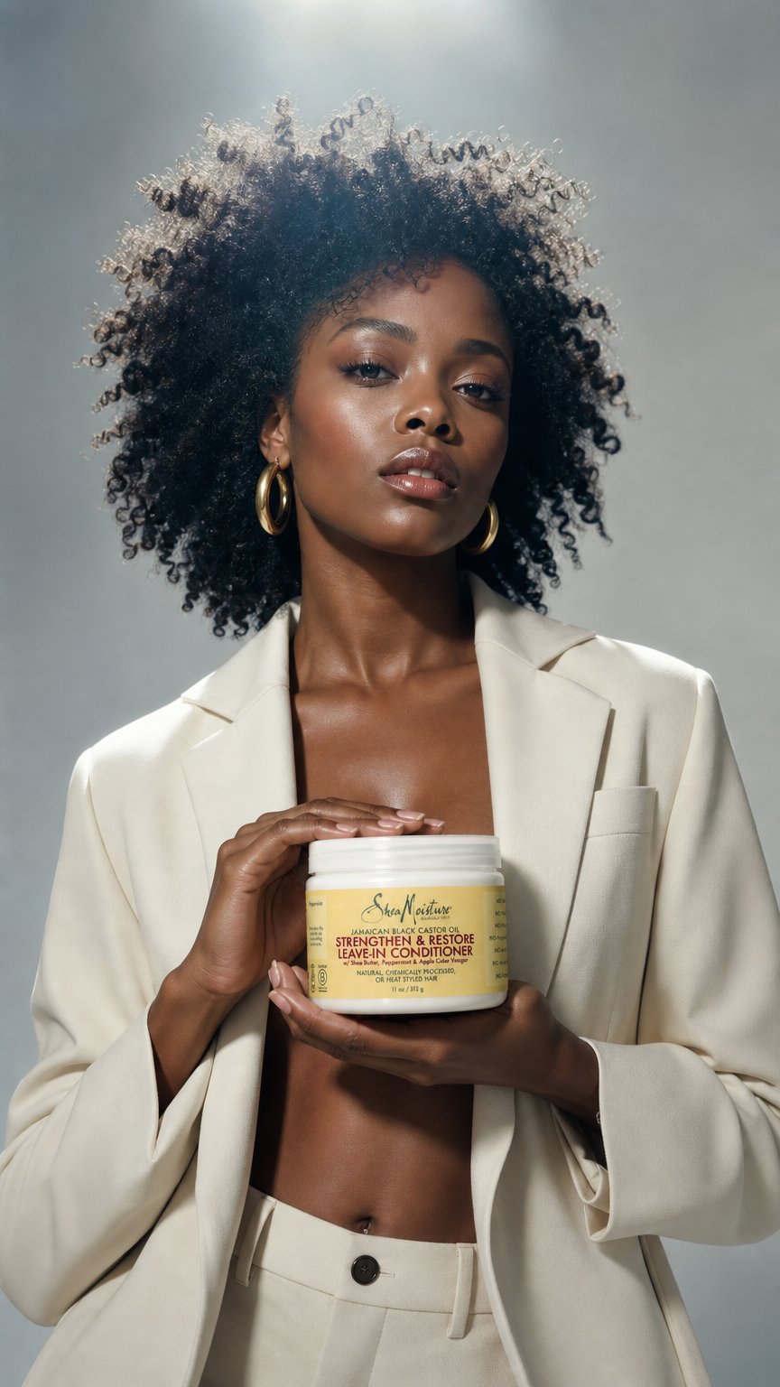 AI product shot of Shea Moisture Jamaican Black Castor Oil Leave in Conditioner 11 oz / 312 gr