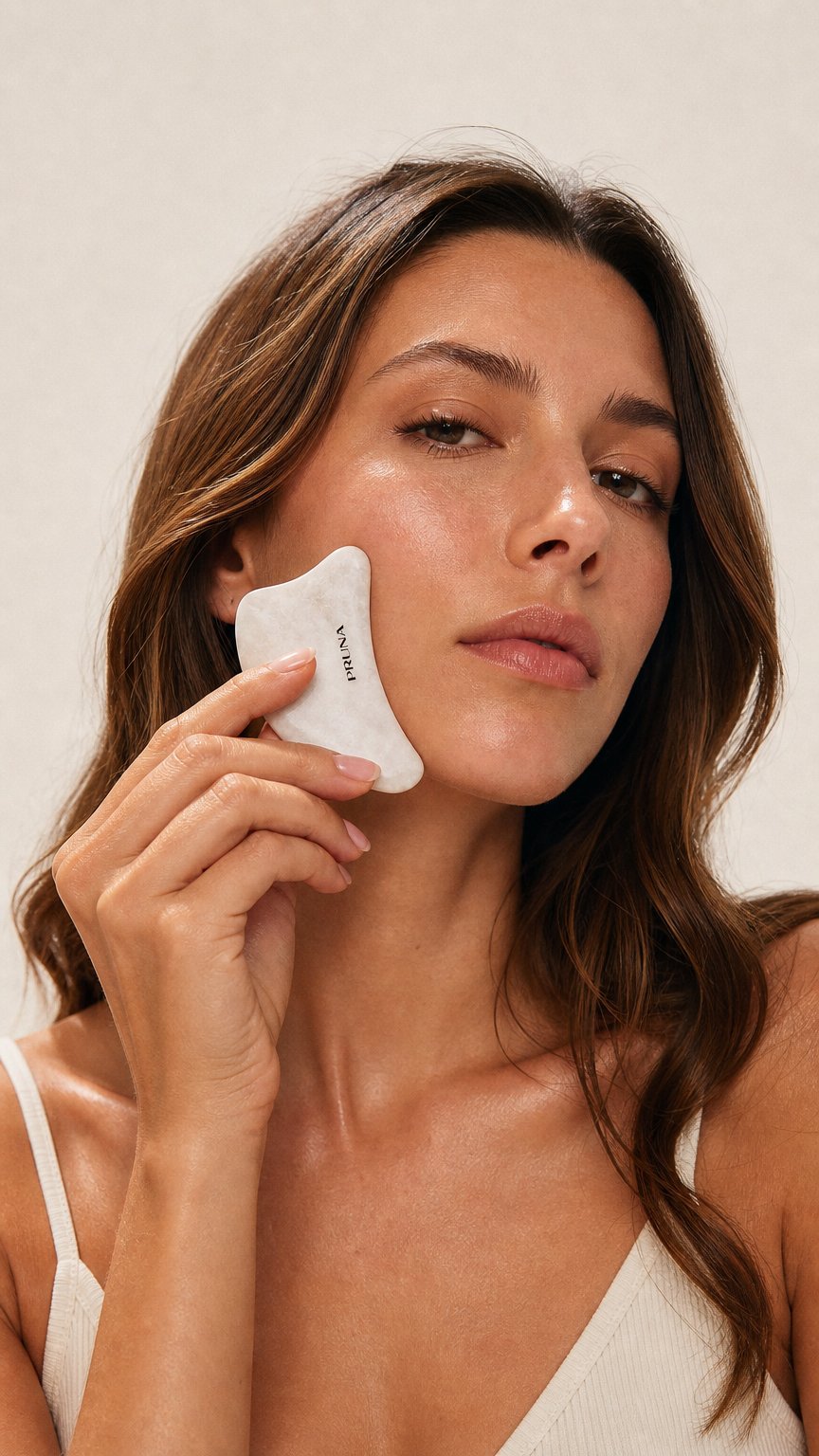 AI product shot of POINT Gua Sha White Jade