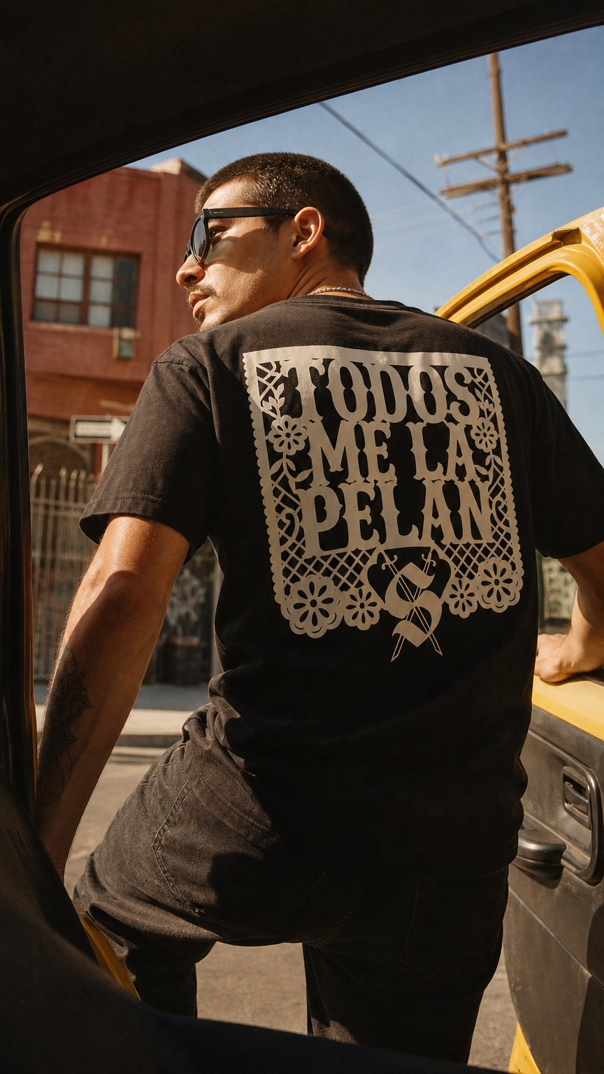 AI product shot of Todos Me La Pelan Tee