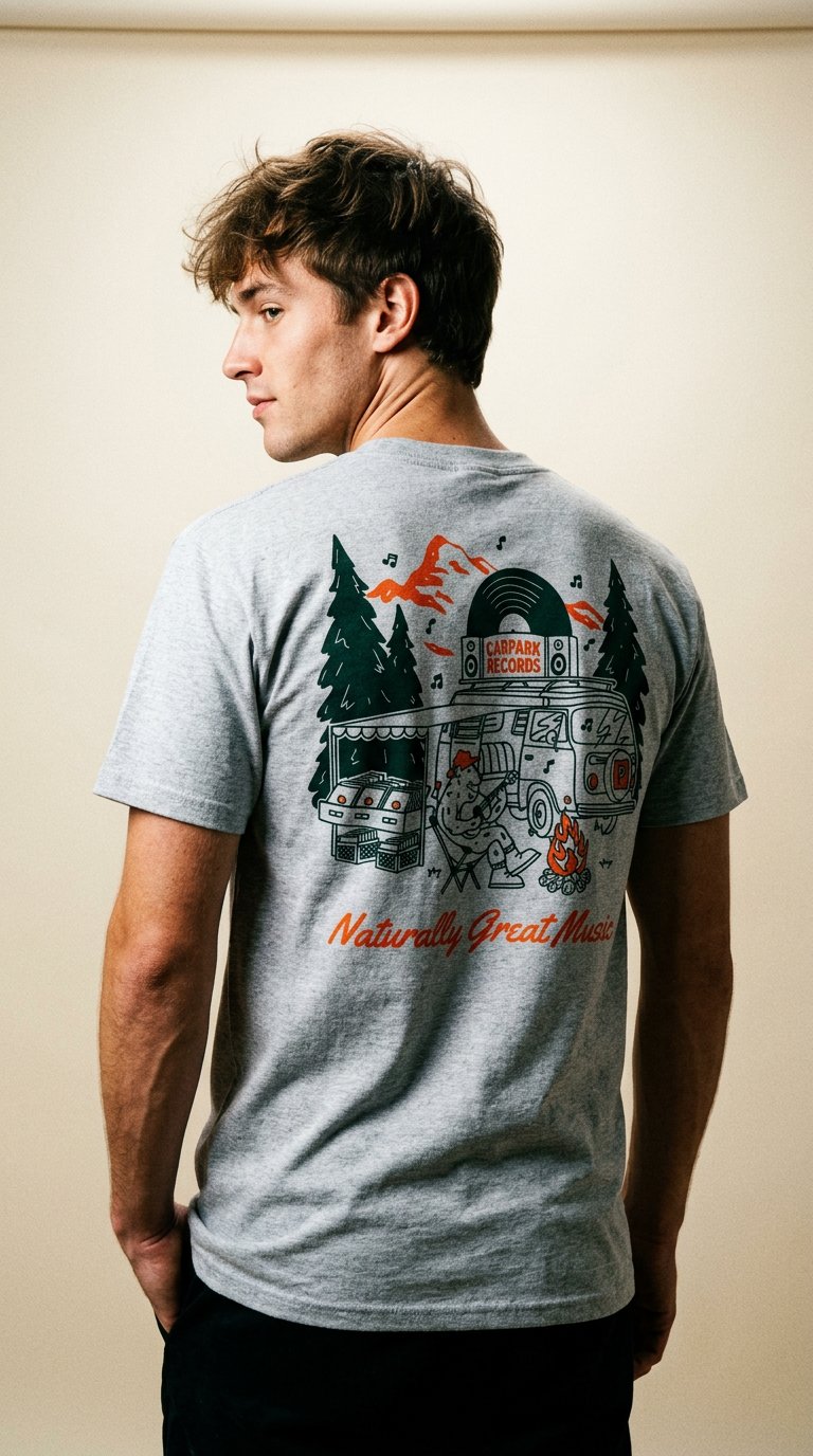 AI product shot of Camper Carpark Pocket Design T-Shirt