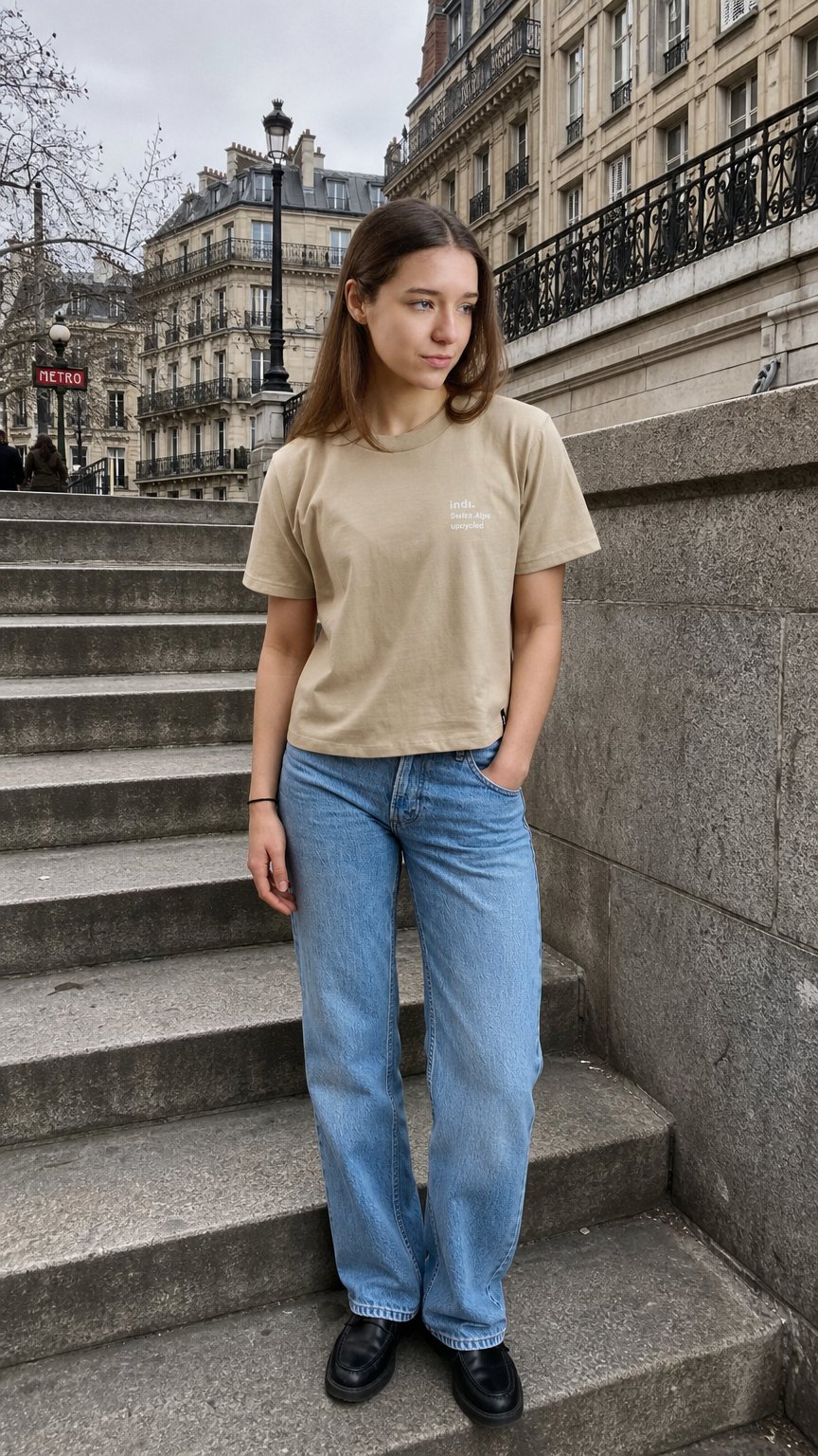 AI product shot of LA VOIE NORMALE INDI T-SHIRT FEMME