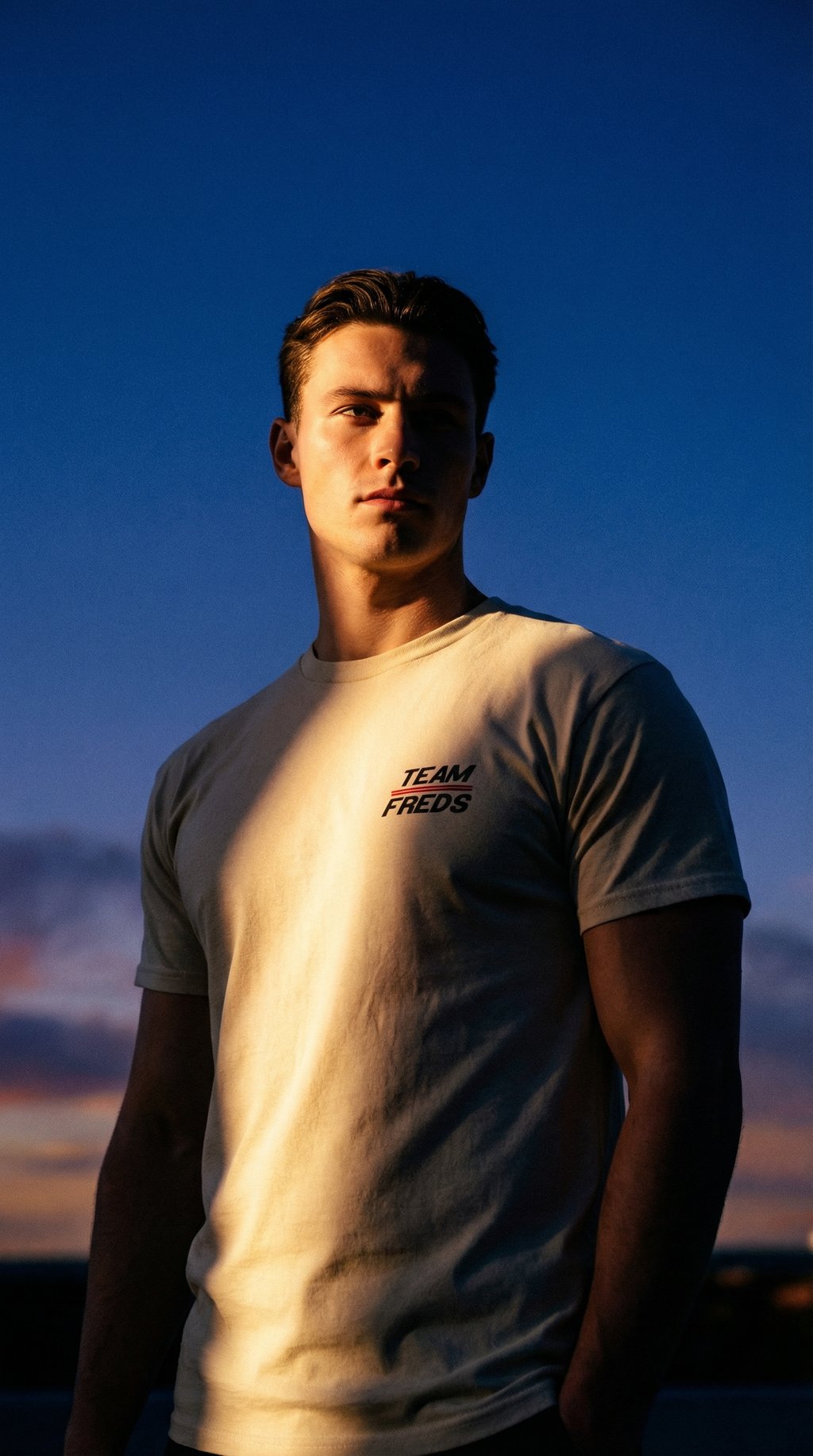 AI product shot of TEAM FREDS EMBROIDERED Adult T-shirt