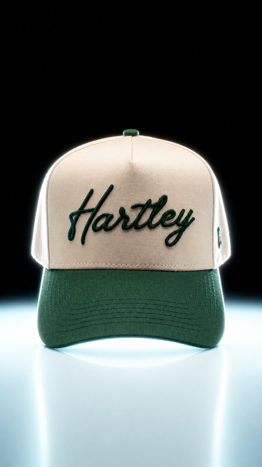 AI product shot of Green "Hartley" Script | The Original Snapback