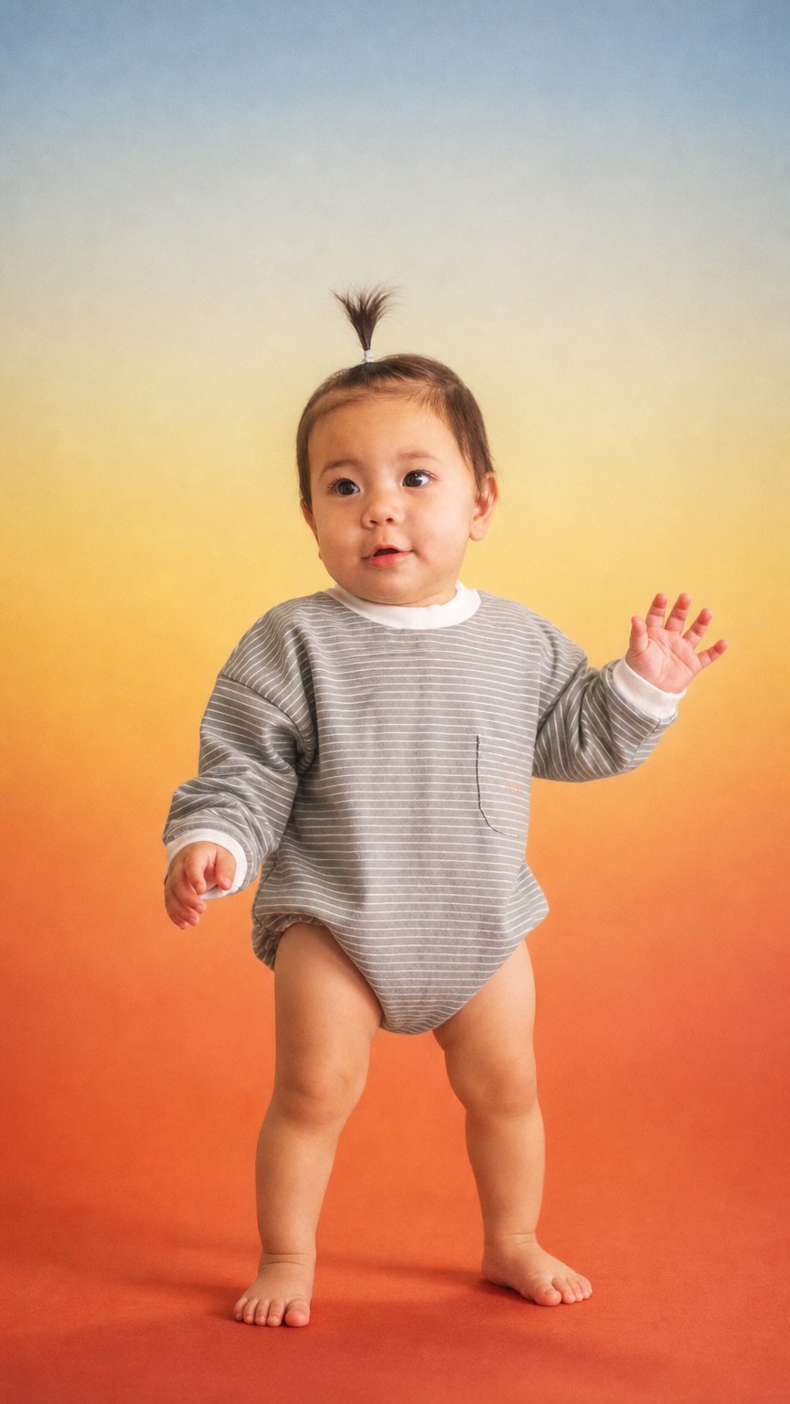 AI product shot of The Striped Romper - Pistachio