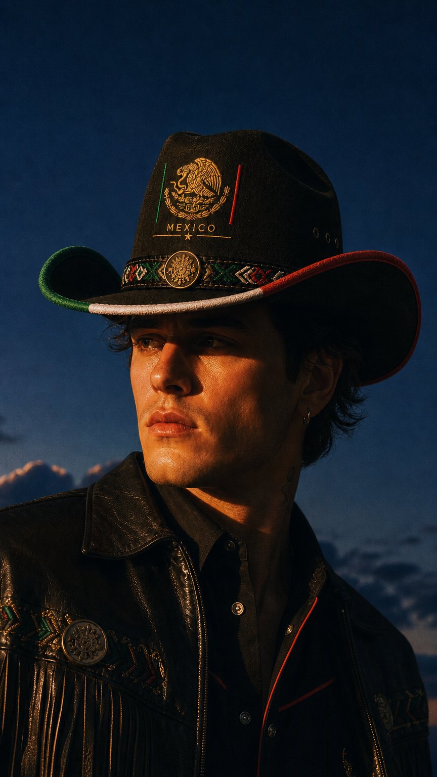 AI product shot of Mexico Themed Cowboy Hat