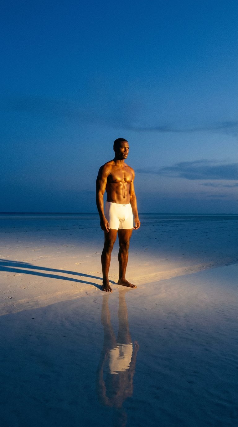 AI product shot of ZERO UNDERWEAR - BOXER ( WHITE )