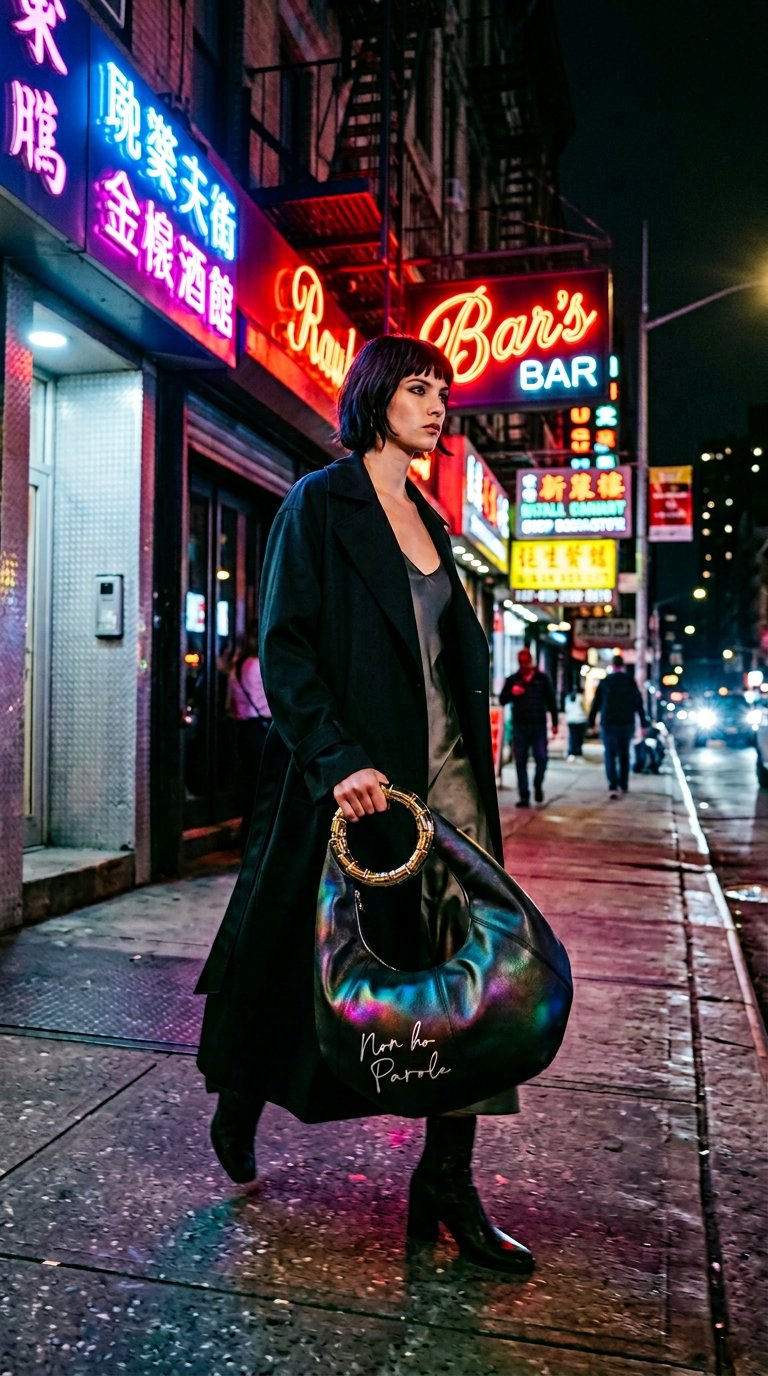 AI product shot of Black morena shoulder bag