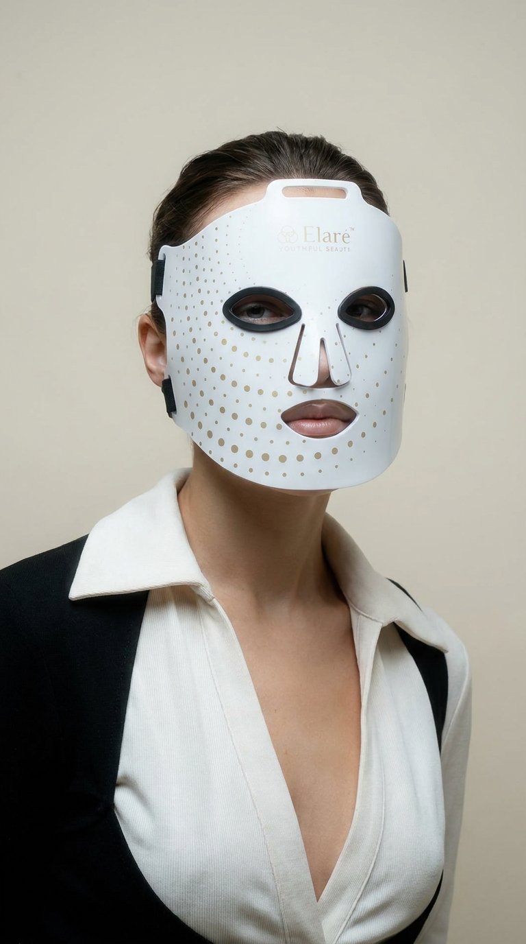 AI product shot of Elaré™ LED Light Therapy Face Mask