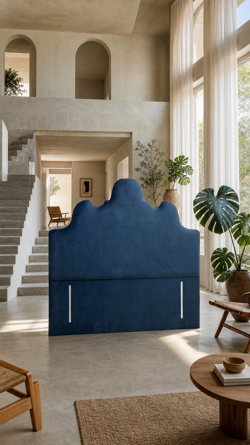 AI product shot of Arbury Upholstered Floor Standing Headboard