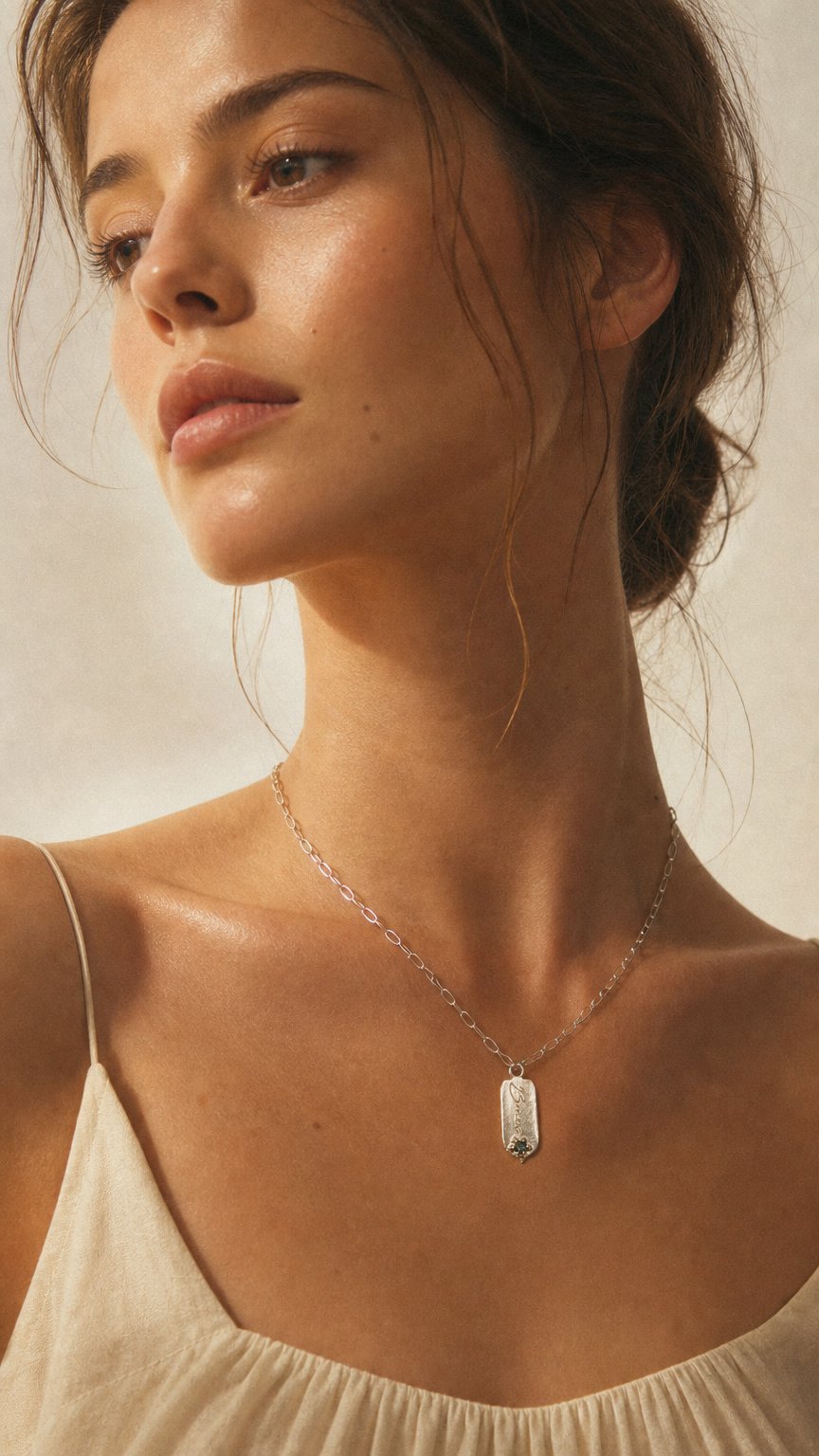AI product shot of MANTRA con Topacio Azul en Plata bañada en Oro 18k