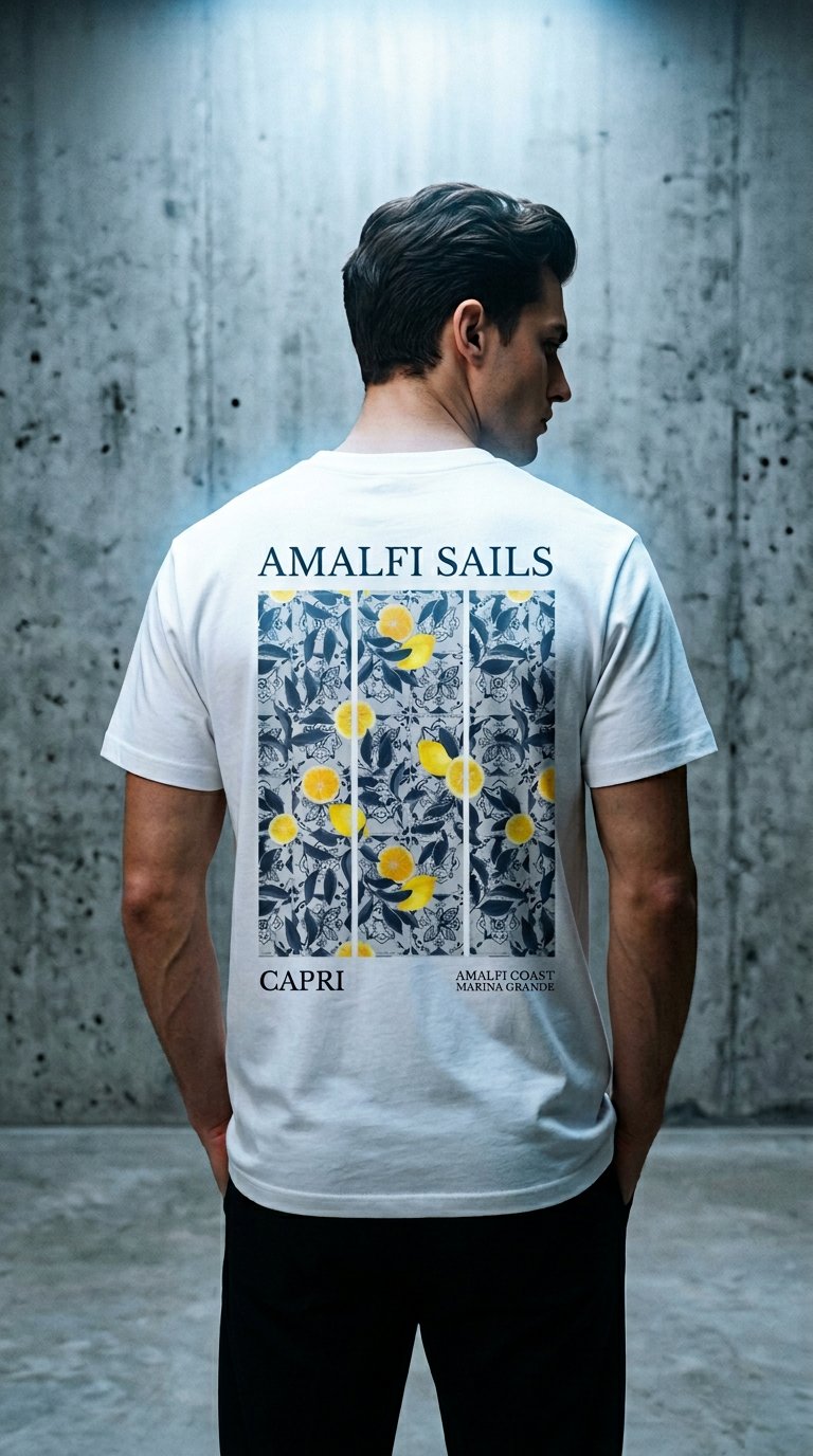 AI product shot of Amalfi Sails T-Shirt