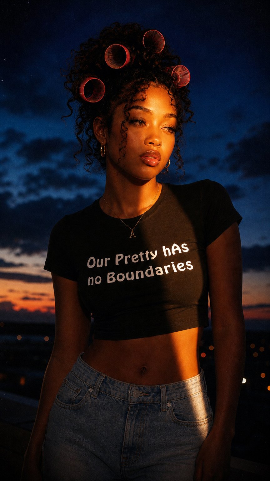AI product shot of Slogan Cropped Tee | Black