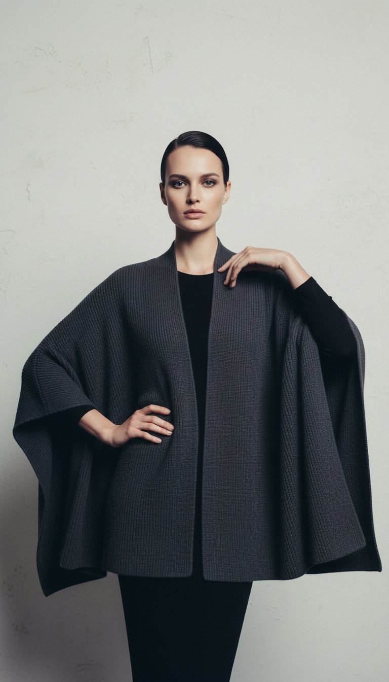 AI product shot of Knit 100% cashmere cape