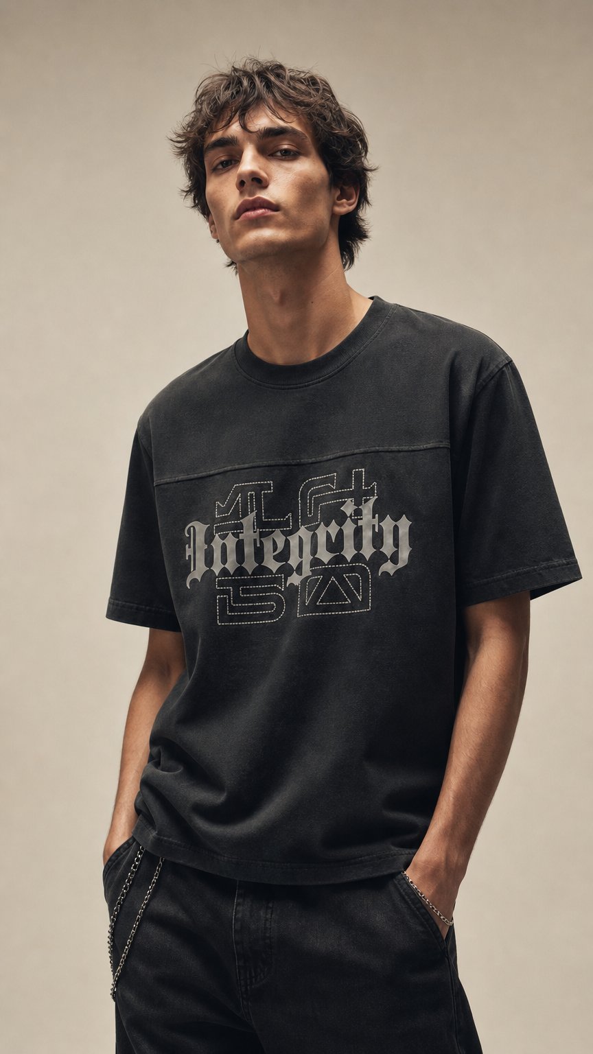 AI product shot of ARTICLE I TEE— CHARCOAL