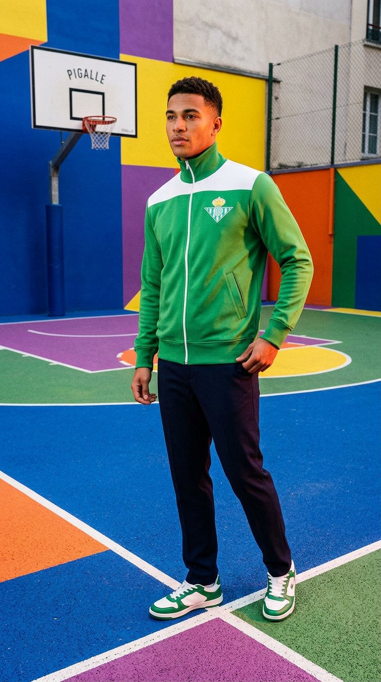 AI product shot of Real Betis 1960's Retro Football Jacket