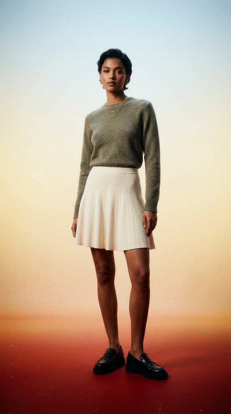 AI product shot of Short Pointelle Skirt - Ivory