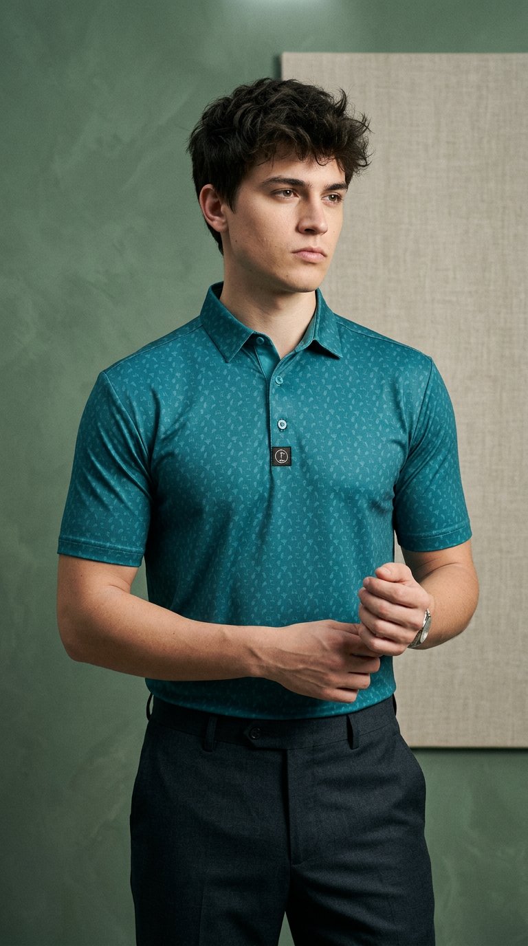 AI product shot of Sunday Green Polo