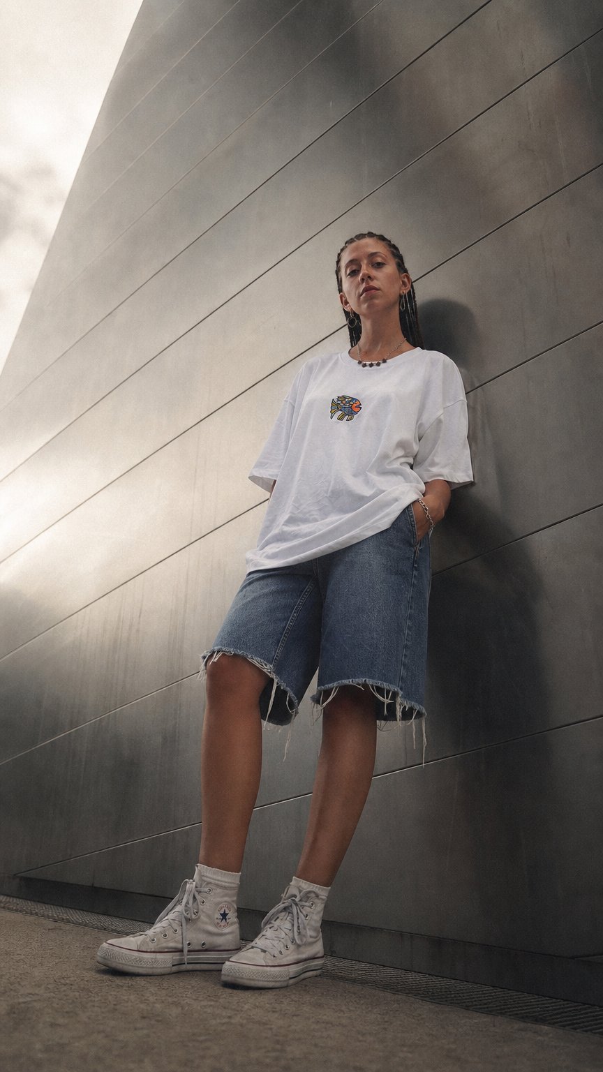 AI product shot of WHITE FISH T SHIRT 