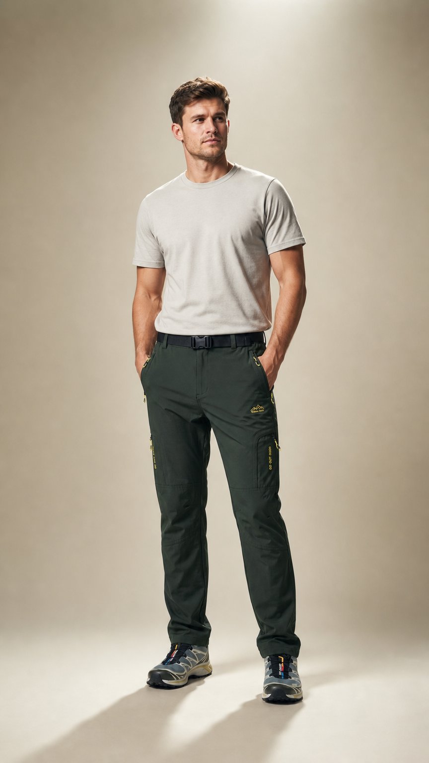 AI product shot of Men's Hiking Trousers - Lightweight Quick-Dry Stretch Walking Trousers