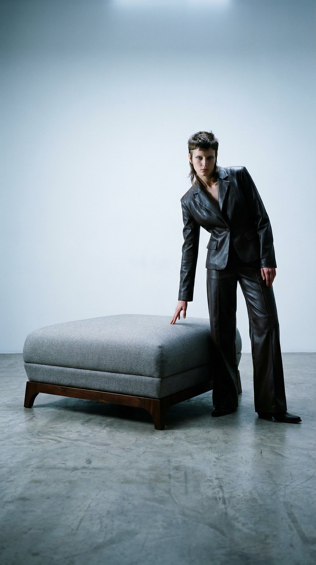 AI product shot of Ceni 35" Ottoman - Quarry Gray