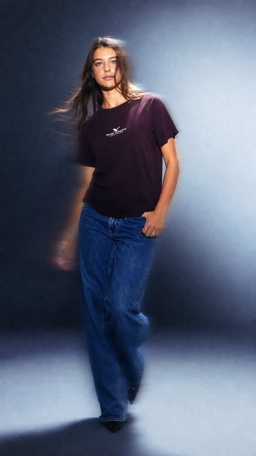 AI product shot of Haven For The Reckless Relaxed Tee - Aubergine