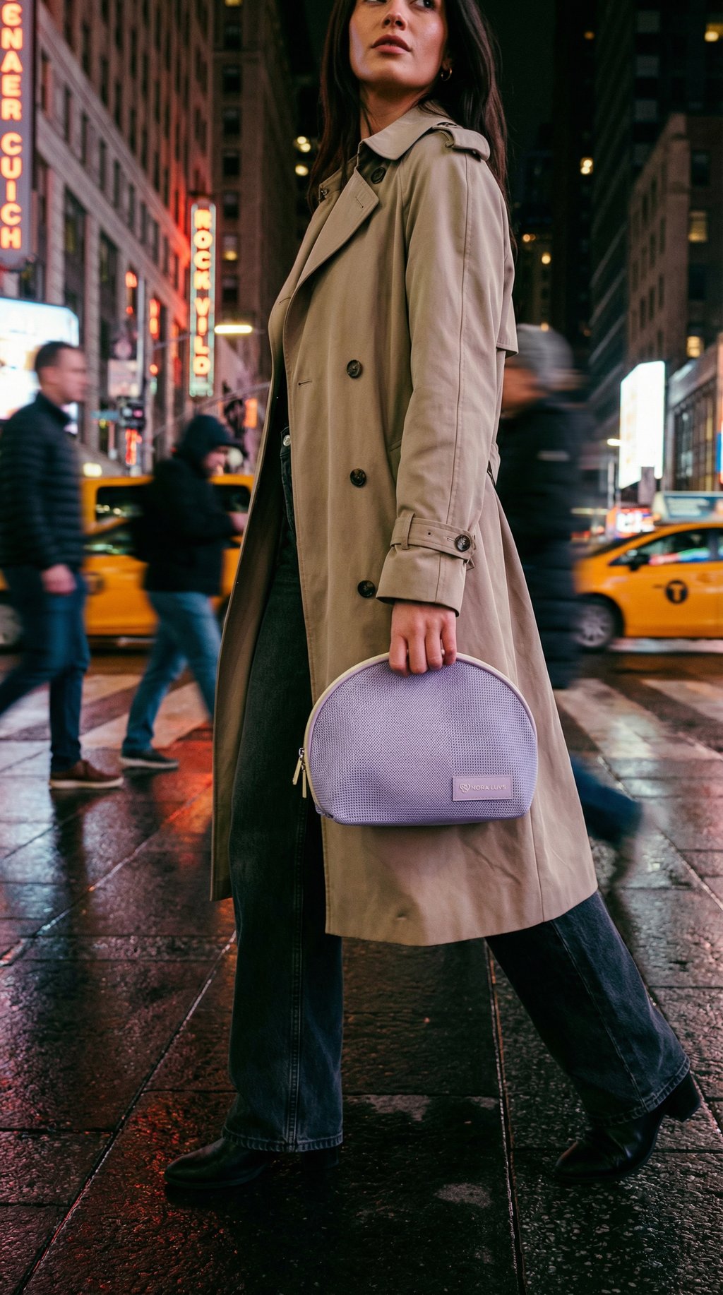 AI product shot of NORA LUVS Skincare Bag