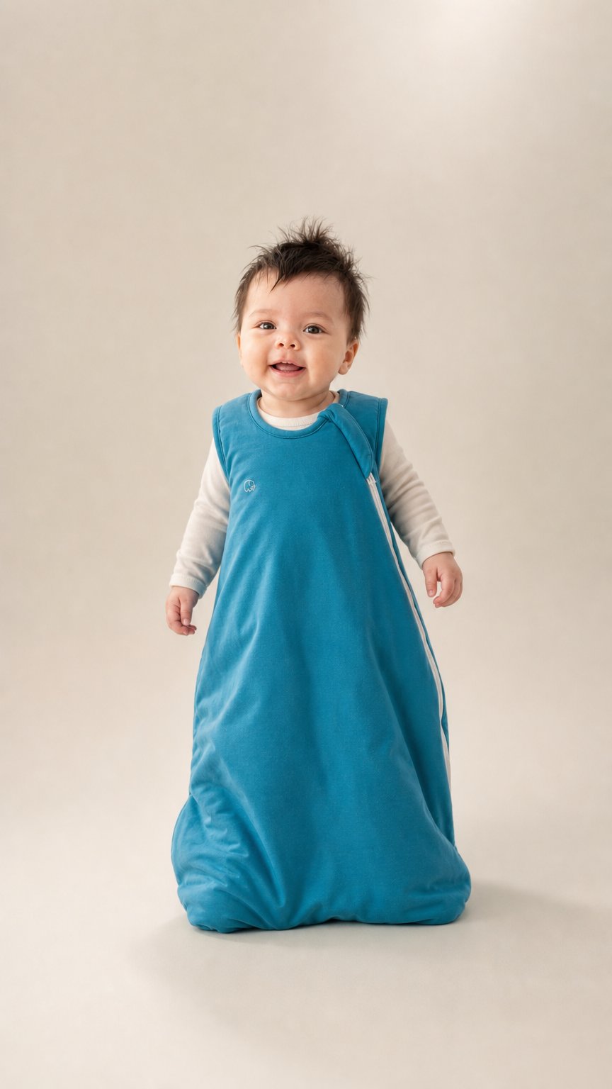 AI product shot of Organic Bamboo Sleeping Bag- Deep Blue