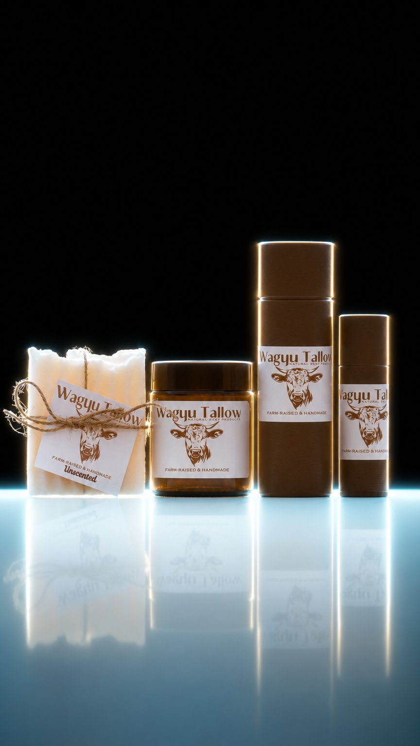 AI product shot of Wagyu Wellness Co. Tallow Products