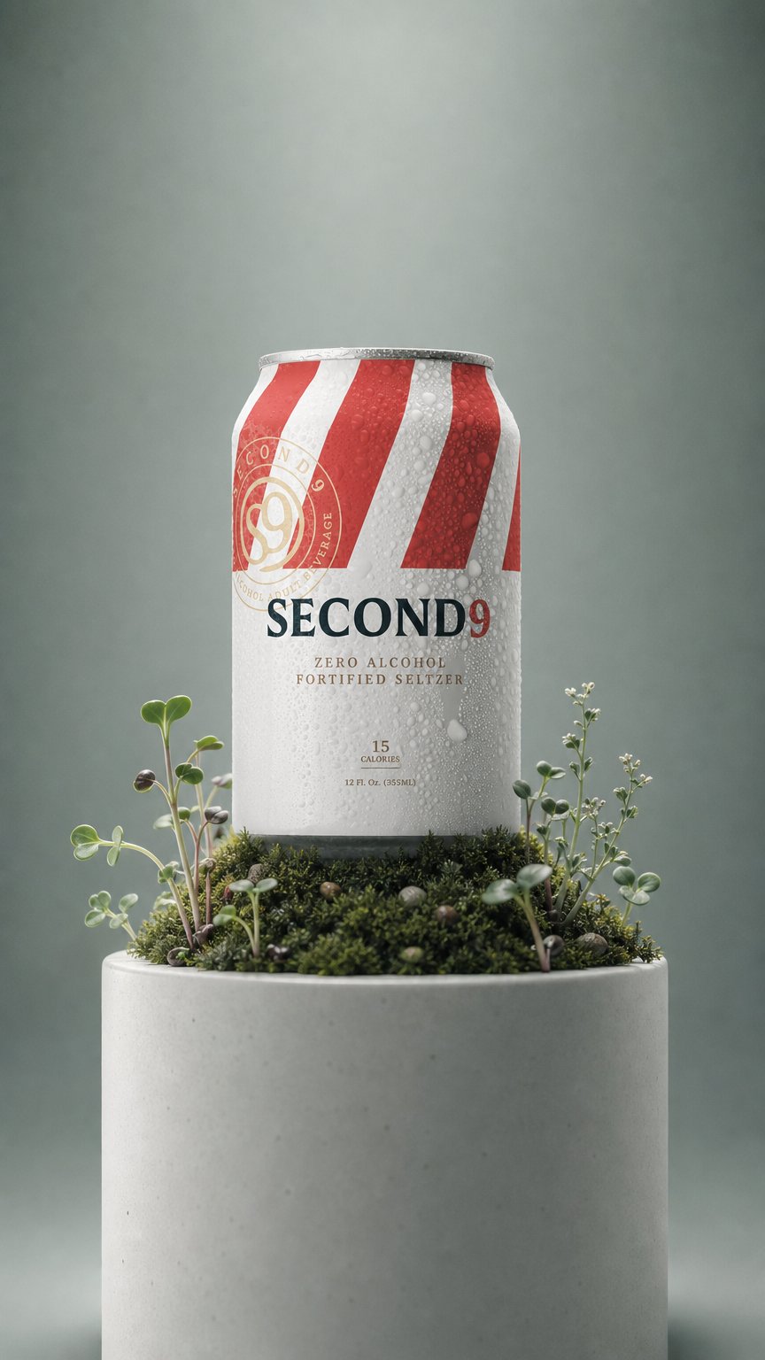 AI product shot of Second9 Zero Alc Fortified Seltzer / 12pk