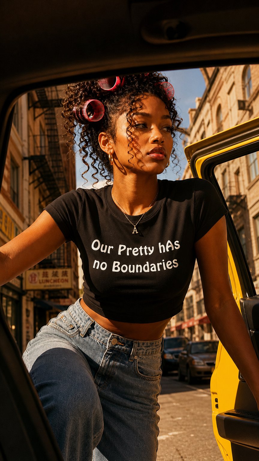 AI product shot of Slogan Cropped Tee | Black