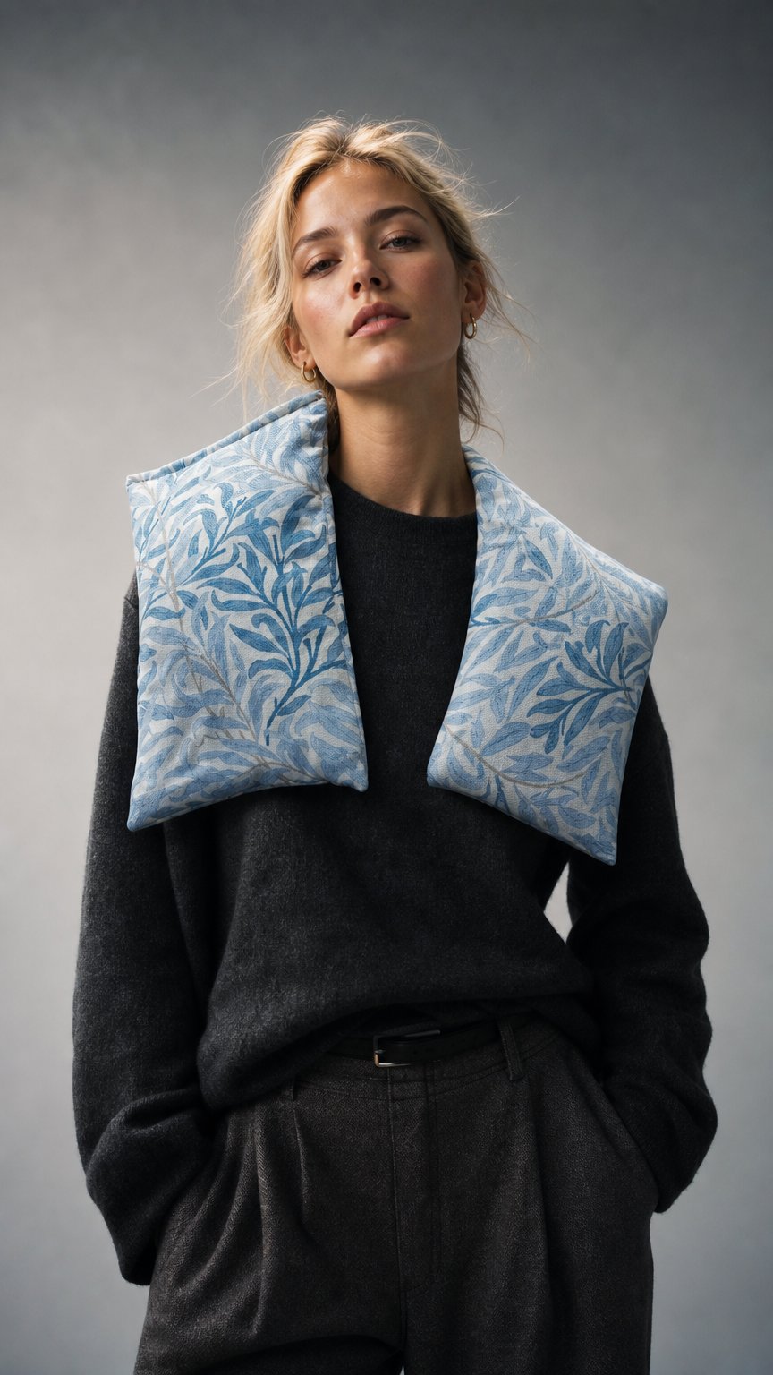 AI product shot of Wheat Heat Wrap – William Morris Willow Cotton Wheat Bag