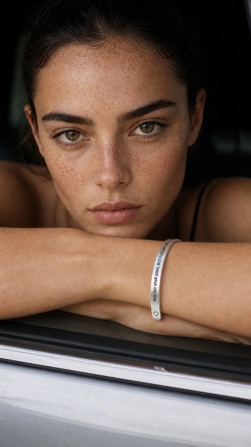 AI product shot of This Too Shall Pass - Cuff Bracelet