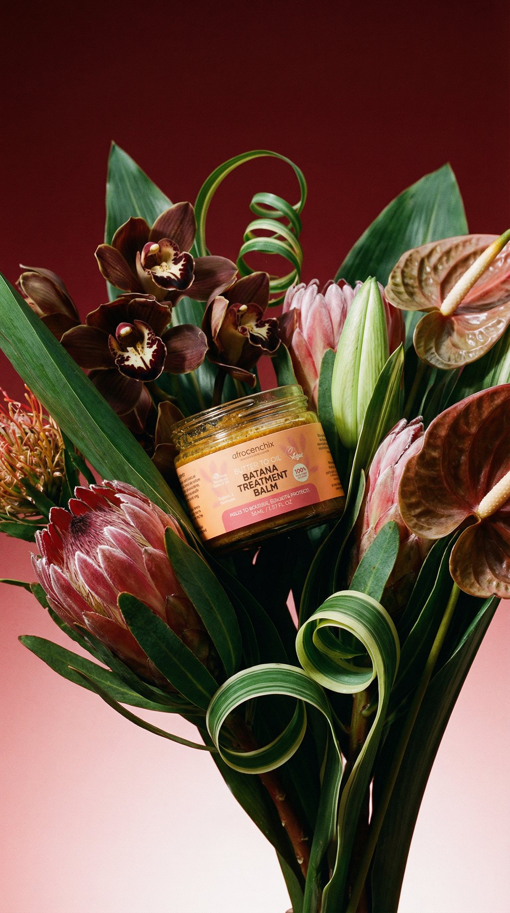 AI product shot of Afrocenchix Fortify Butter-to-Oil Batana Treatment Balm