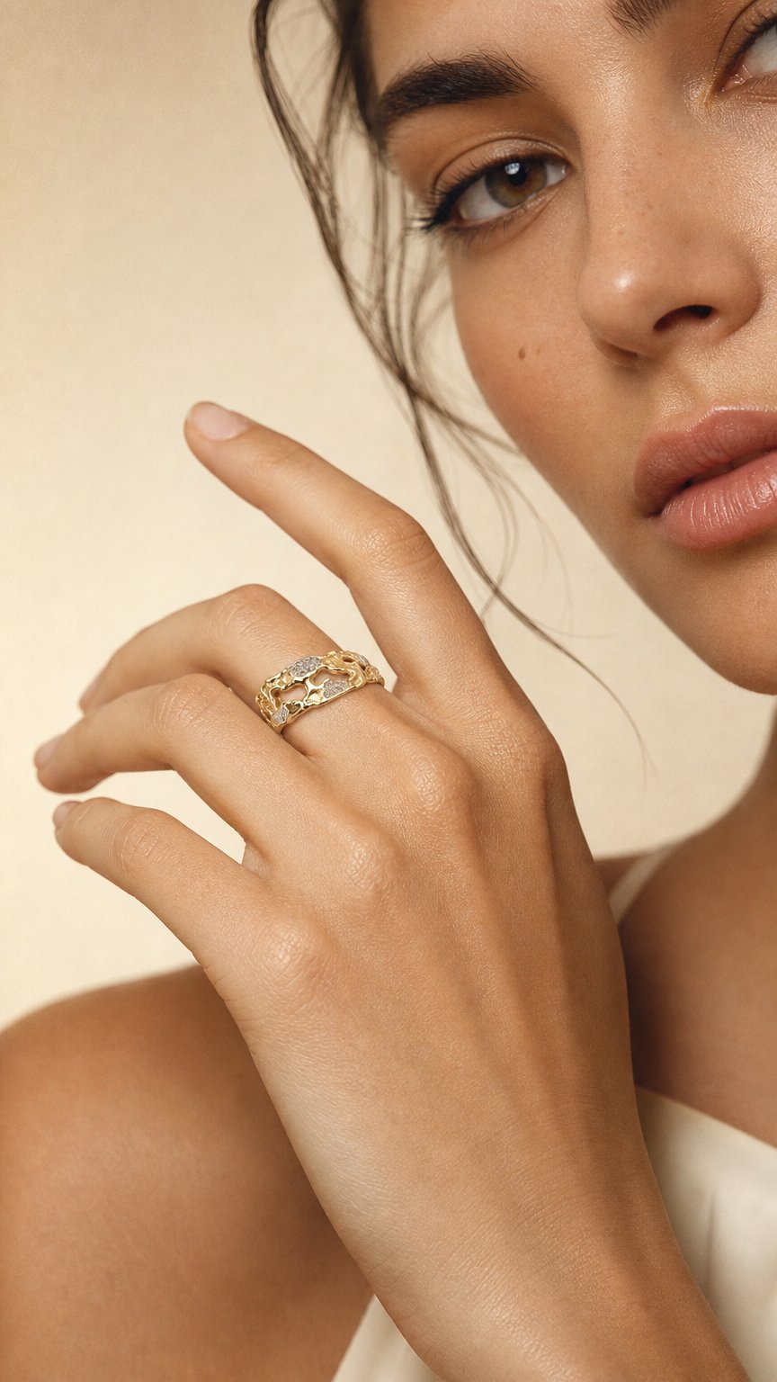 AI product shot of Beach Freeform Diamond Ring
