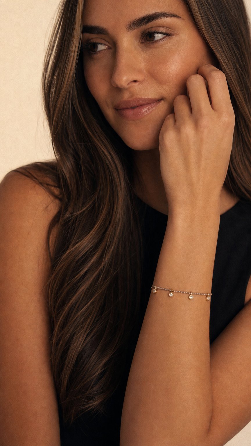 AI product shot of Lauren Ralph Lauren Silver Cubic Zirconia Beaded Bracelet