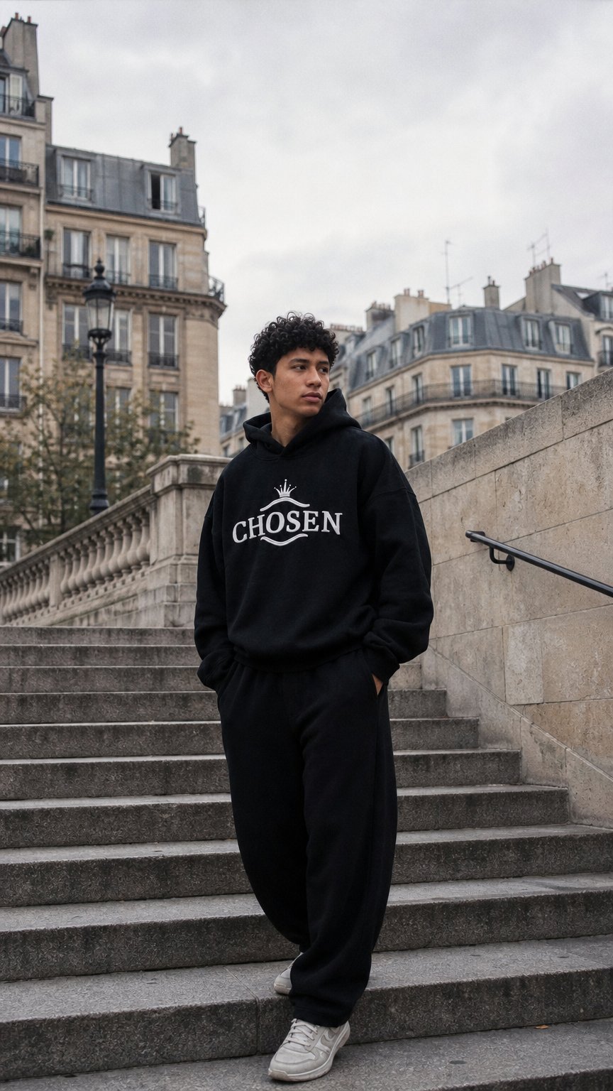 AI product shot of CHOSEN Hoodie