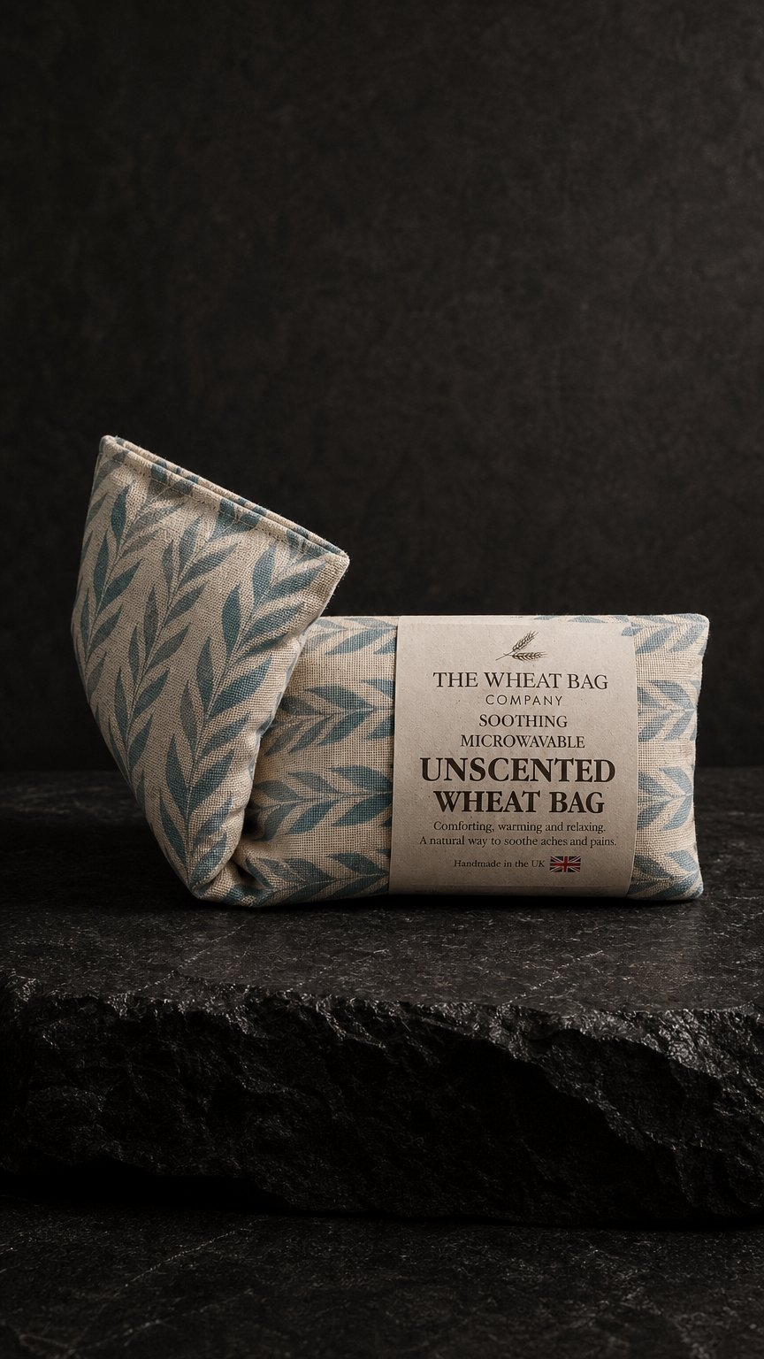 AI product shot of Blue Leaf Linen/Cotton Wheat Bag
