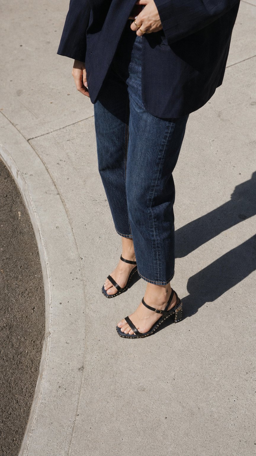 AI product shot of Monarch Atlantic Blue Satin Low Heels