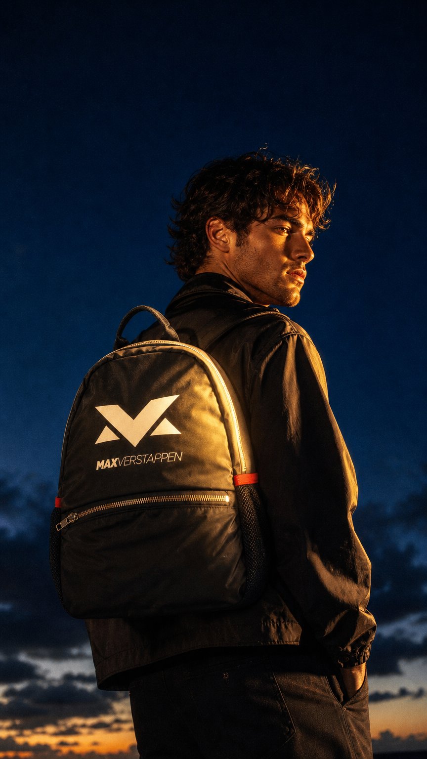 AI product shot of 29P: MAX VERSTAPPEN BACKPACK!