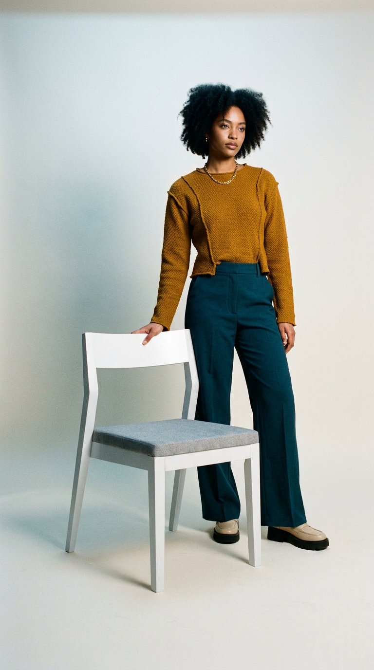 AI product shot of Solid Wood Upholstered Dining Chair