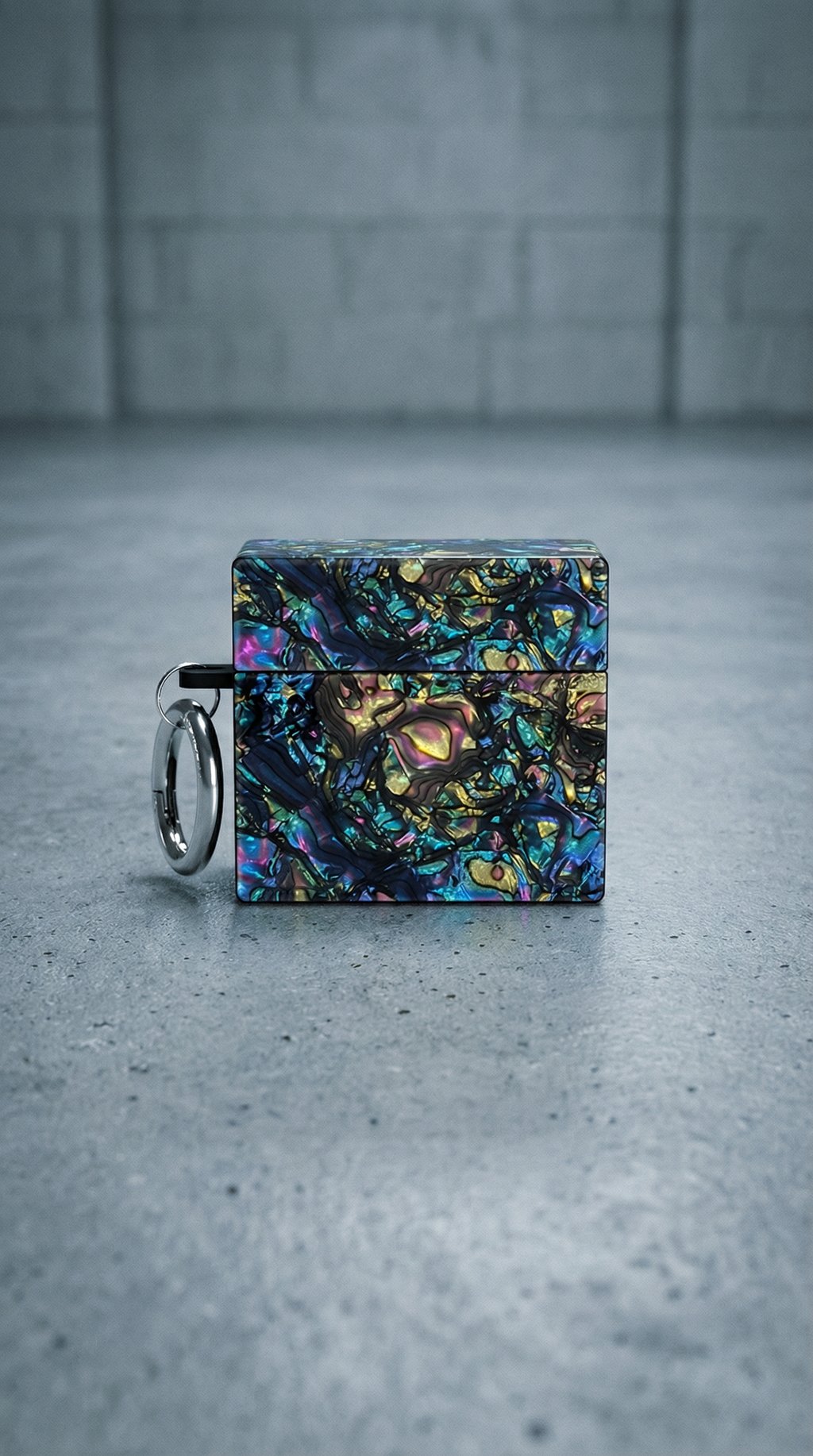 AI product shot of SQUARE® Abalone Shell AirPods Case