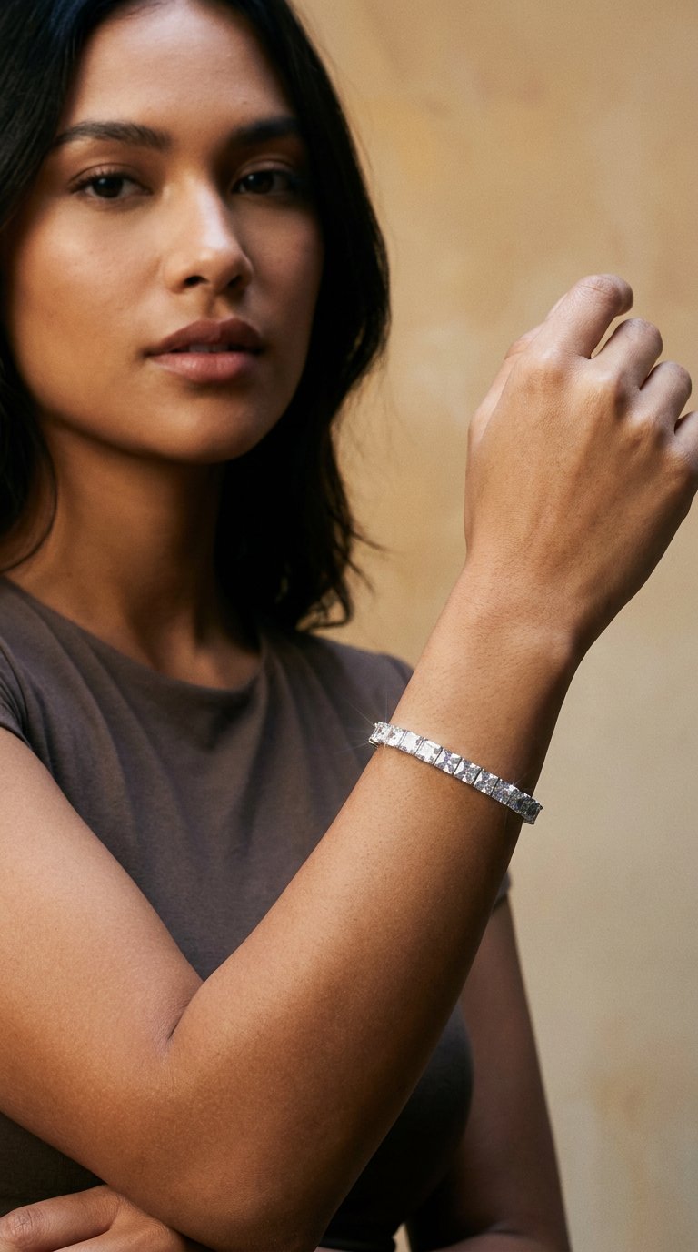 AI product shot of 18K White Gold Bracelet